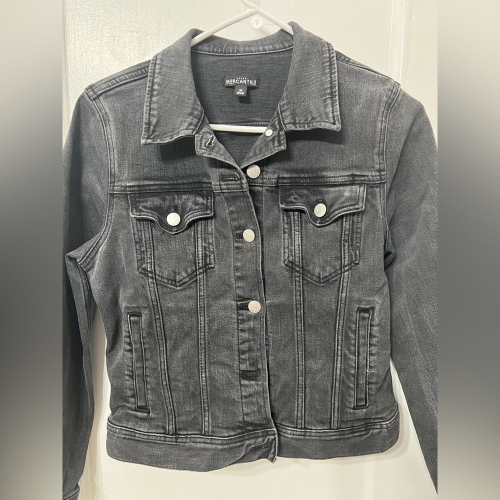 J Crew Charcoal Button-Up Denim Jacket